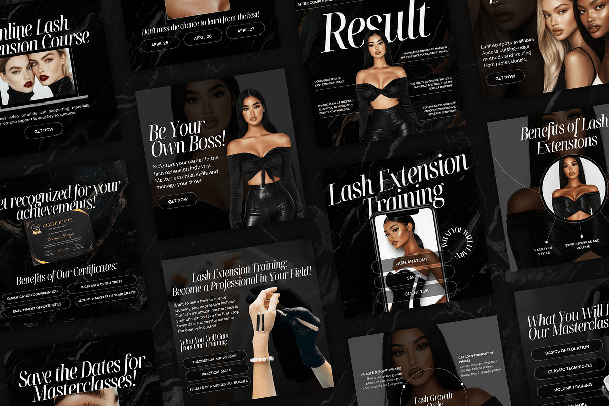 Lash Tech Trainer Canva Templates, a Social Media Template by Xenié Creative (Photo 1 of 10)