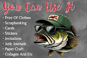 Watercolor Funny Bass Fish PNG, a Seasonal Illustration by Craft Nest (Thumbnail 3 of 6)