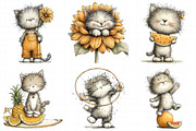 Whimsical Summer Cats Clipart Png, an Illustration by Daily.Designs (Thumbnail 7 of 8)