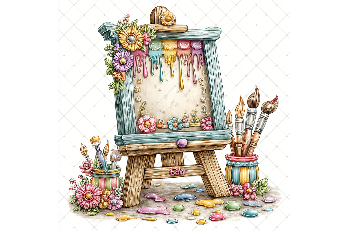 Canvas on Wooden Easel Clipart JPG, an Illustration by Memories By Lea (Photo 9 of 19)