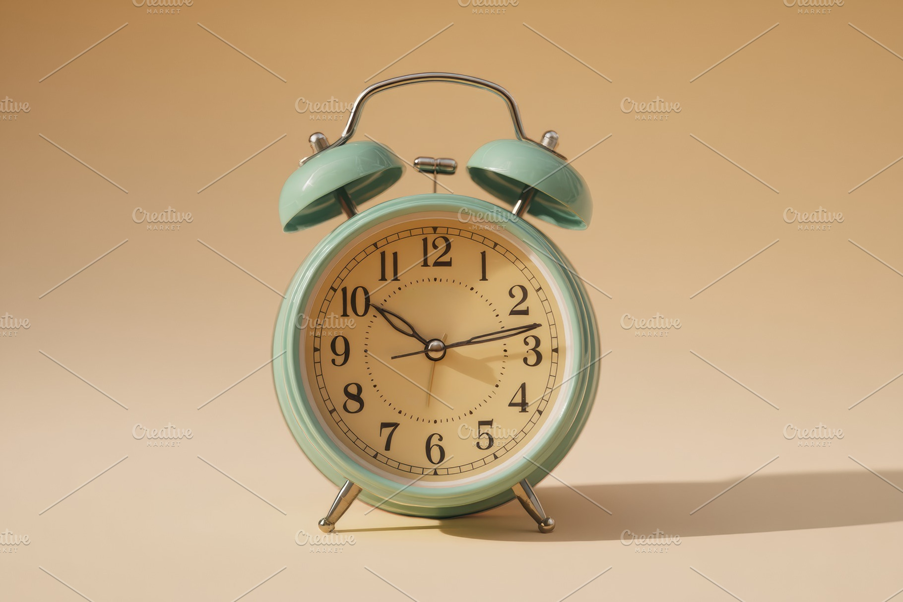Centered vintage alarm clock, a Background Photo by Virgo Studio