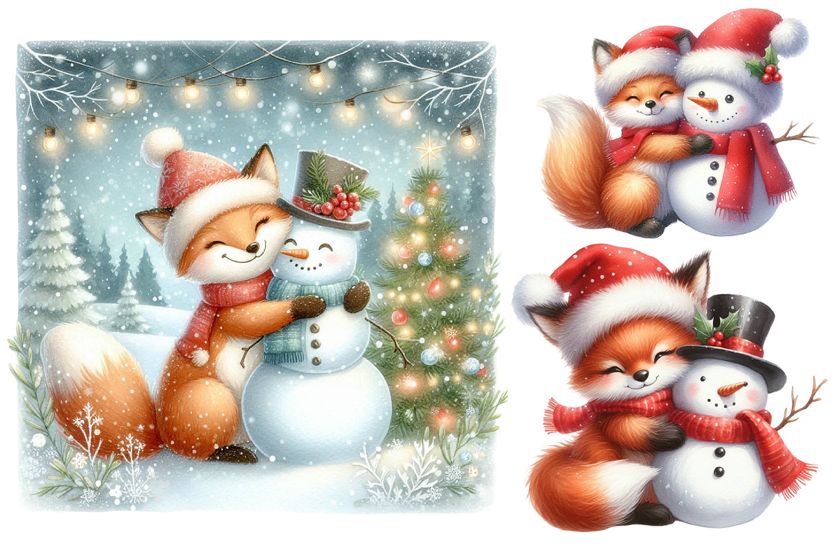 Christmas Cute Fox Clipart, a Seasonal Illustration by CitraGraphics (Photo 4 of 6)