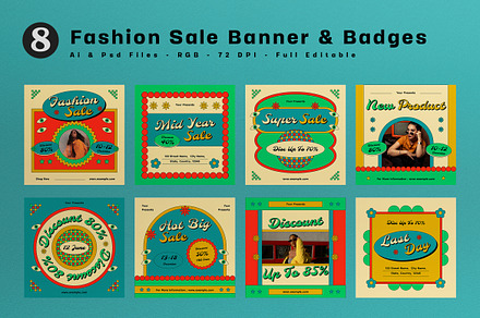 Cream Retro Fashion Sale Banner, an UI Kit Template by graphicook