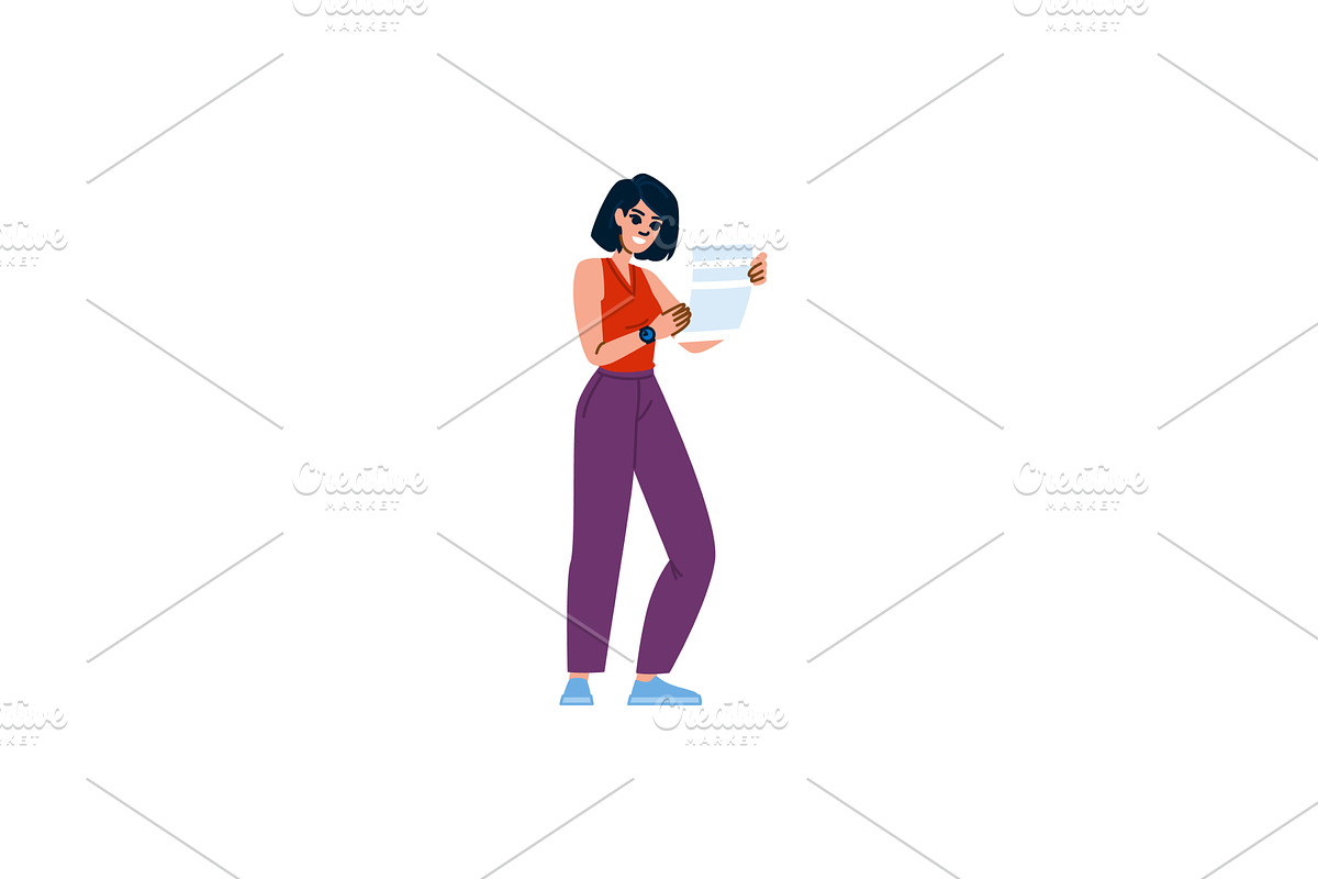 Young woman reading documents and, a Finance Illustration by pikepicture