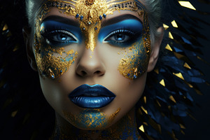 glamorous woman with blue makeup, a Photo by Pictures for you!!!!!!!!!