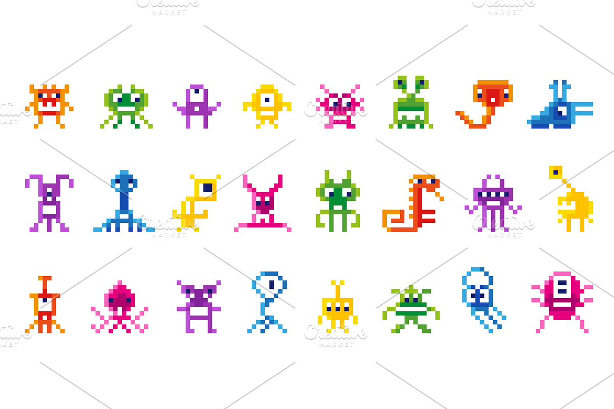 Pixel monsters. Arcade play, an Illustration by Valerie Bodnar