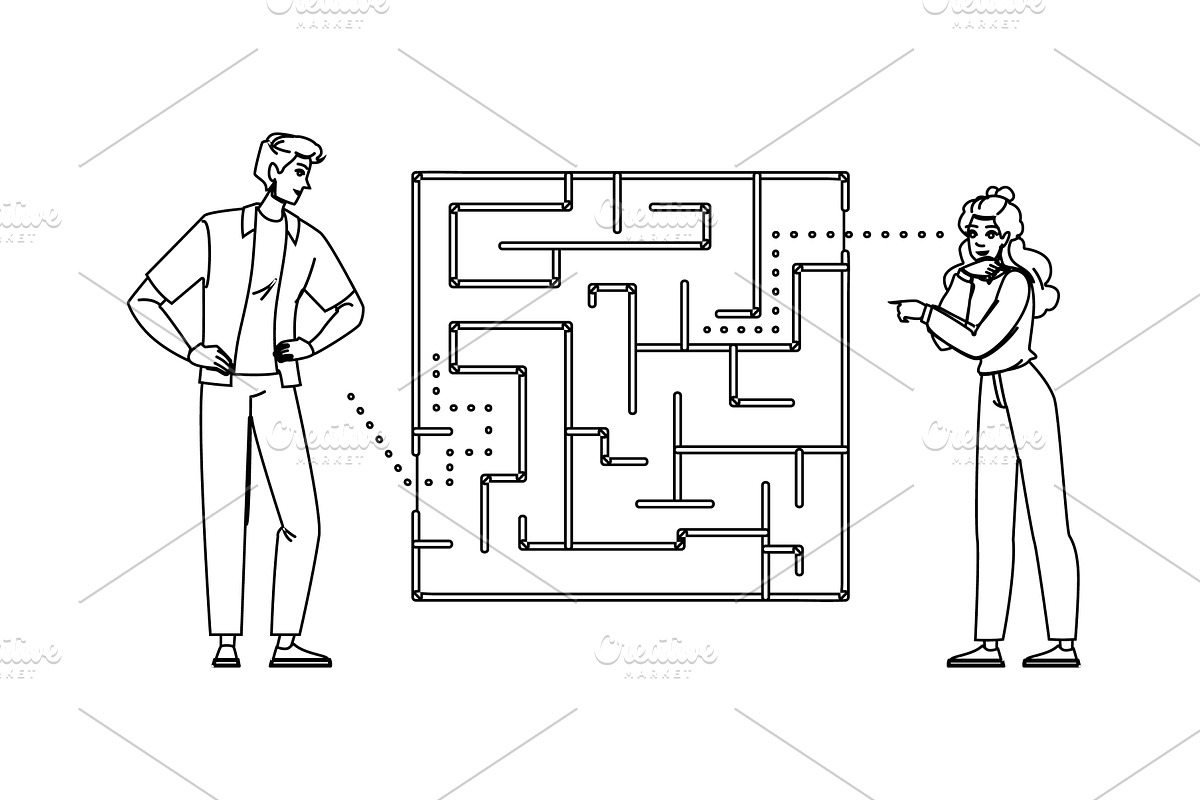 complex problem solving vector, a Person Illustration by pikepicture