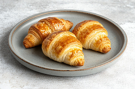 French pastry croissants, fresh baked, a Food & Drink Photo by AlyaAnd