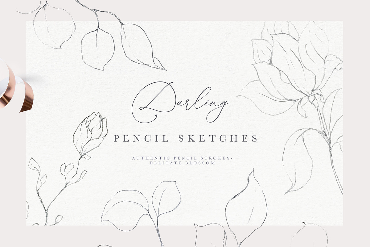 Floral Line Art & Watercolor Set, an Illustration by Laras Wonderland (Photo 3 of 9)