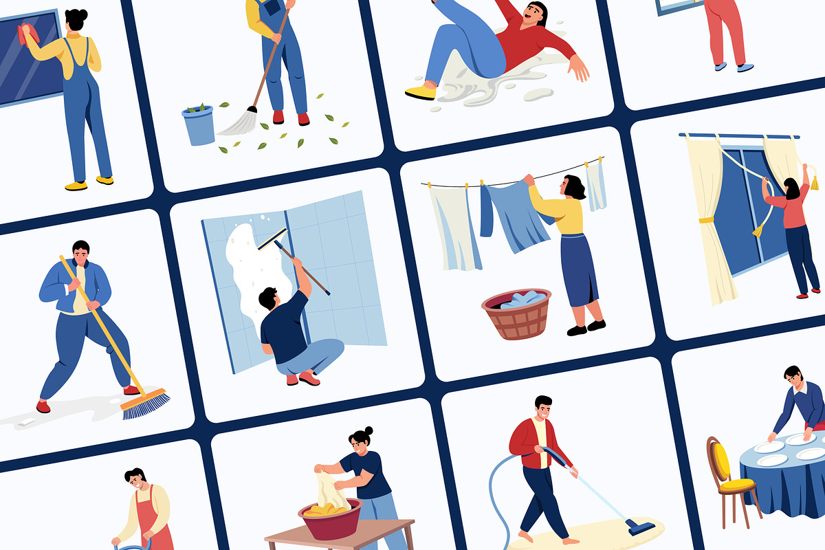 Cleaning Illustration Art Set, a Work Illustration by Creative Stall (Photo 6 of 9)