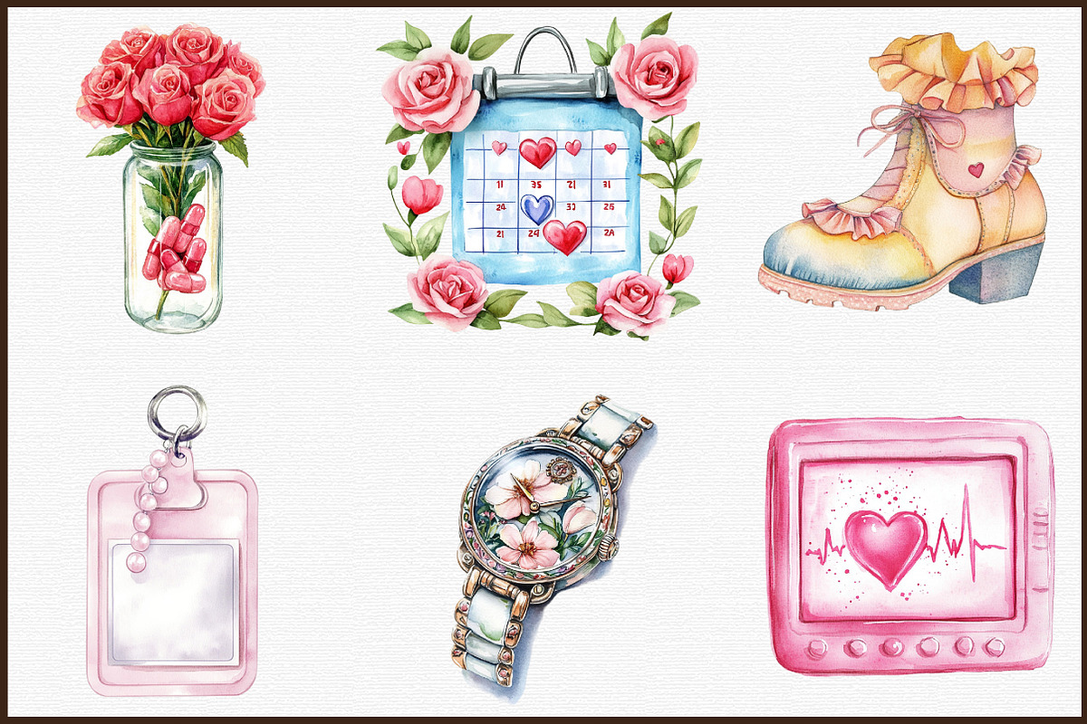 Watercolor Coquette Nurse Clipart, an Illustration by Sublimation Artist (Photo 3 of 6)