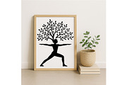 Yoga Tree Silhouette Warrior Pose, a Background Graphic by LaseredNinja (Thumbnail 2 of 7)