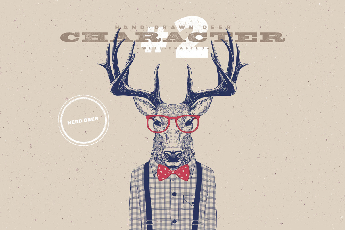 Hipster Deer Characters, a Work Illustration by blauananas (Photo 4 of 8)