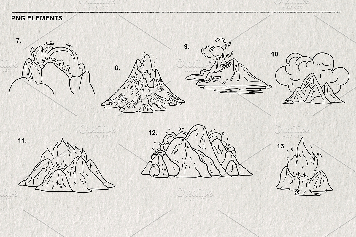 Volcanoes Erupting Set 13 PNG, an Object Illustration by LOKSKIH (Photo 4 of 4)