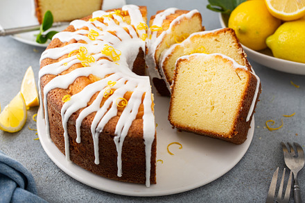 Lemon pound cake with powder sugar glaze
