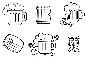Beer and alcohol symbols, an Outline Icon by Vector Tradition