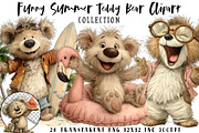 Funny Summer Teddy Bear PNG Clipart, an Illustration by OK Design (Thumbnail 1 of 6)