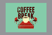 Coffee Break retro vector poster set, a Food Illustration by PoPaShop (Thumbnail 3 of 9)