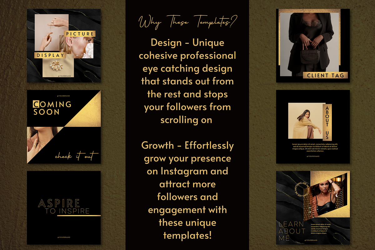 Black Gold Instagram Templates, a Social Media Template by Faytemplates (Photo 5 of 10)