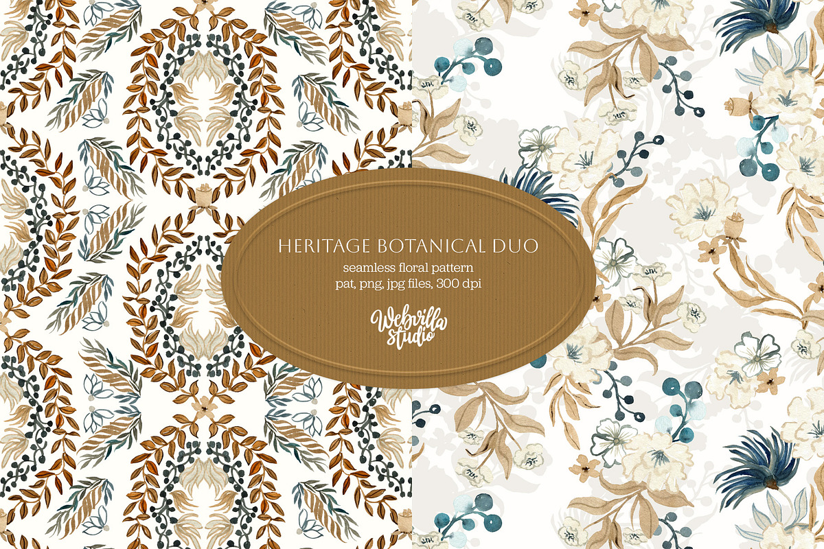 Heritage Botanical Duo, a Wallpaper Graphic by Webvilla Studio (Photo 1 of 7)