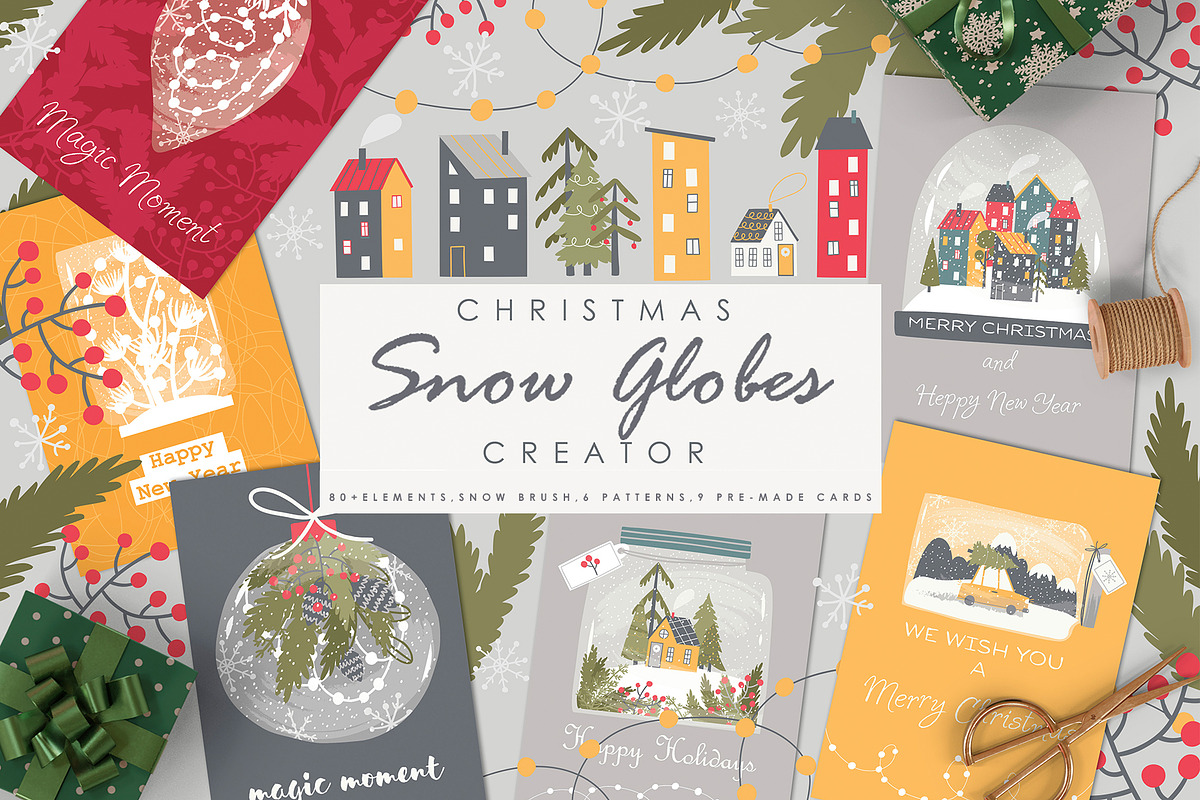 Christmas Snow Globes creator, a Seasonal Illustration by Elliko shop (Photo 1 of 11)