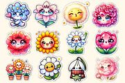 Kawaii Flowers Stickers Bundle, an Illustration by Dream Creation (Thumbnail 5 of 5)