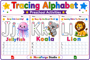 Preschool Alphabet J-K-L Worksheets