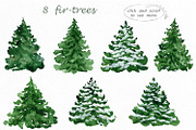 Fir-trees Watercolor Clipart, a Decorative Illustration by AqwaColor (Thumbnail 2 of 2)