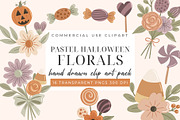 Pastel Halloween Floral Clipart, an Object Graphic by Printable Pretty Studio (Thumbnail 1 of 4)