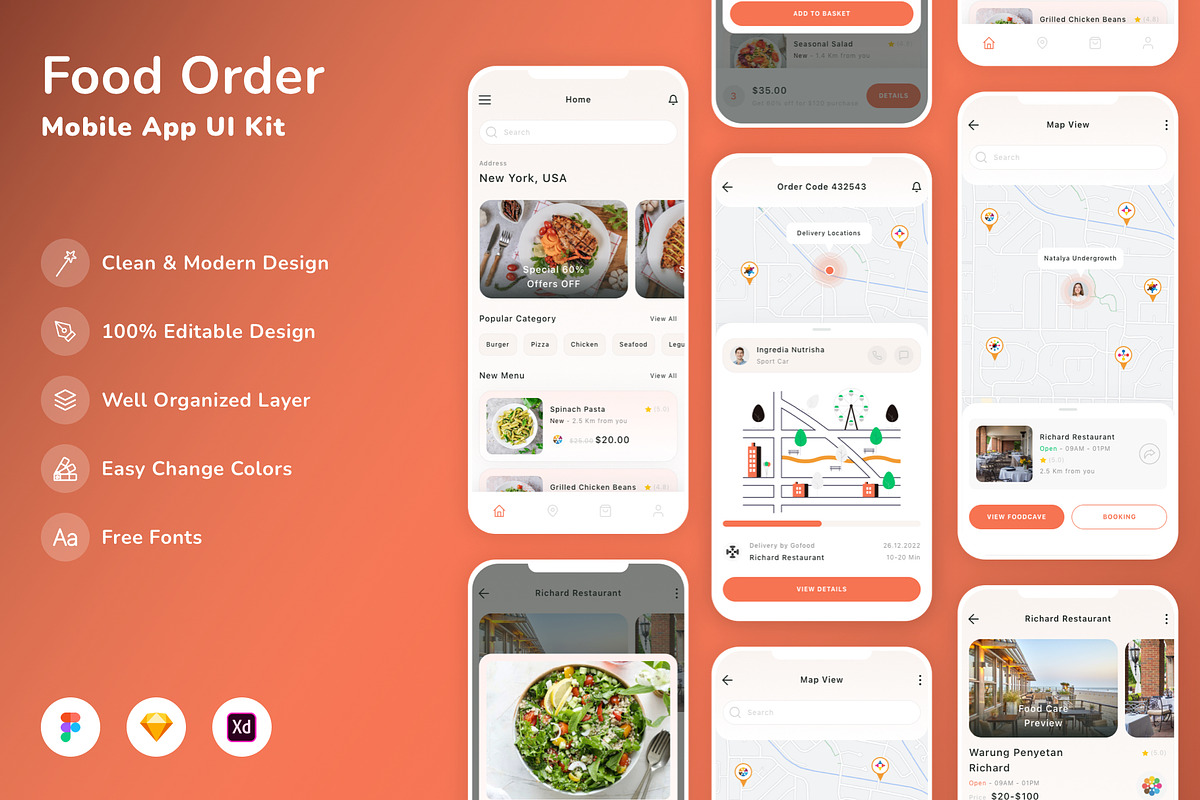 Food Order Mobile App UI Kit, an UI Kit Template by Betush (Photo 1 of 3)