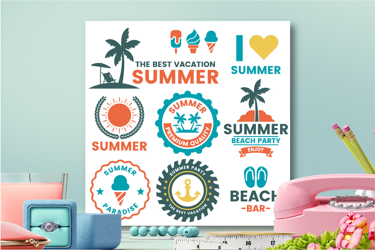 63 SUMMER VINTAGE BADGE & RIBBON, a Branding & Logo Template by Toonsteb (Photo 14 of 16)