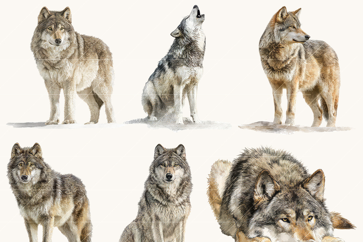 Watercolor Wolf Clipart Set, an Animal Illustration by Design Scotch (Photo 5 of 8)
