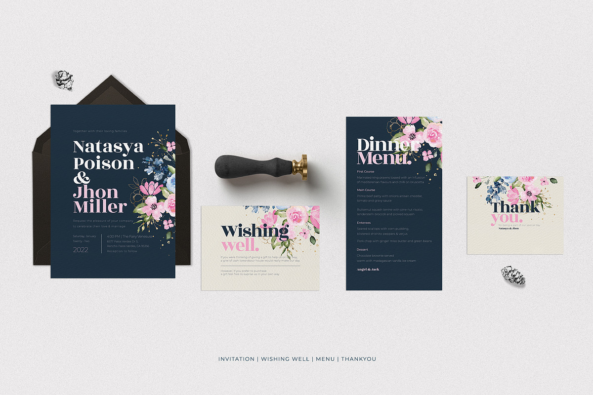 Delicate Wedding Invitation Set, an Invitation Template by Azka Creative (Photo 2 of 6)