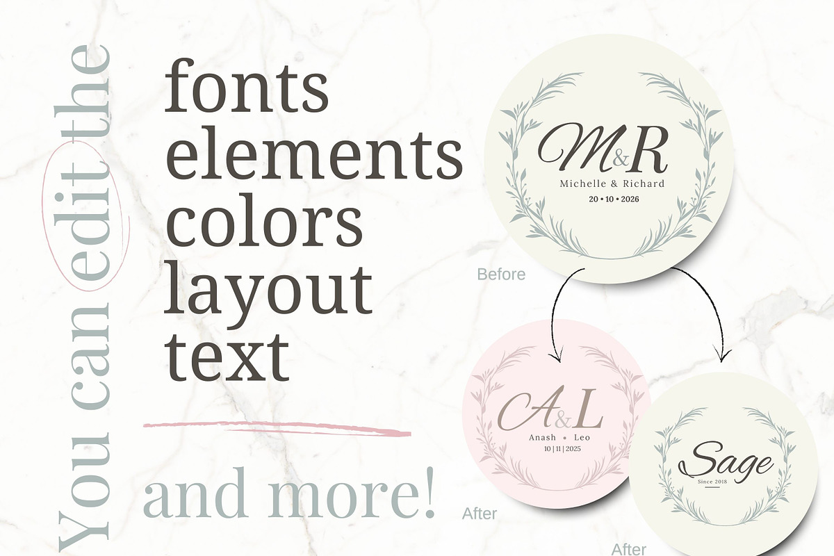 Elegant Monogram Wreath Logo, a Branding & Logo Template by Hell Yeah Designs (Photo 2 of 6)