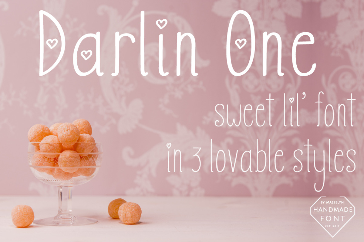 Darlin One // Sweet Font Trio, a Sans Serif Font by by Masselyn (Photo 1 of 7)