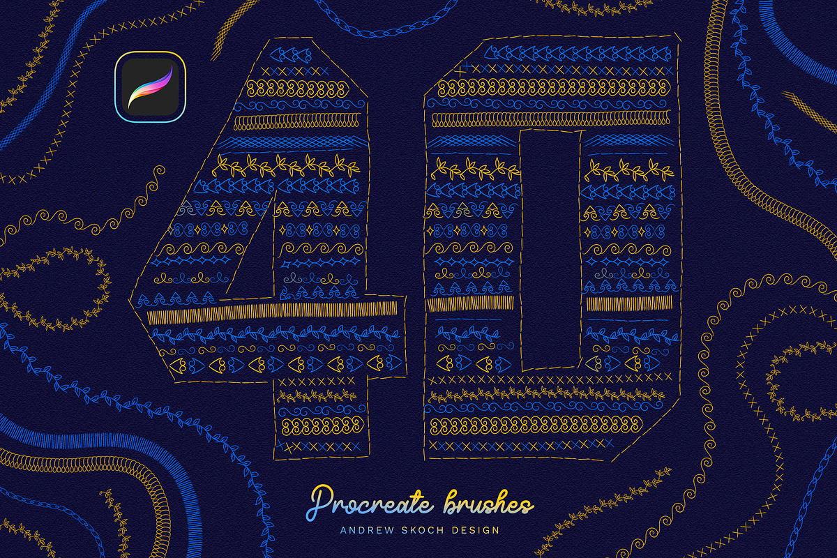 Embroidery Stitches Procreate Brush, a Brush Add-On by Andrew Skoch Design (Photo 7 of 8)