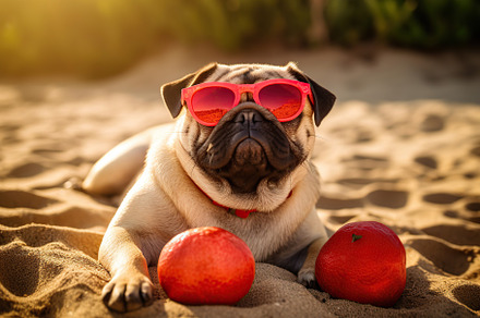 Cute cat on beach sand. Generative AI, an Animal Photo by AlyaAnd