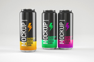 Metal Soda Can Mockup Set