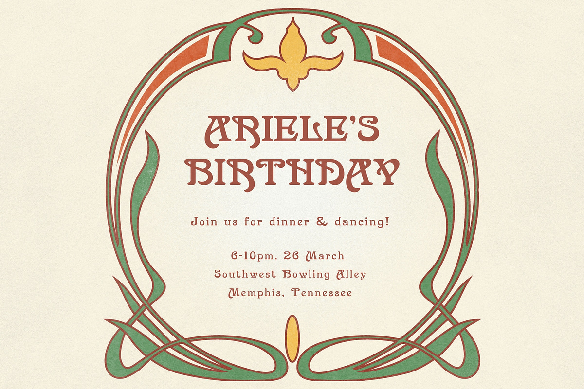 Magnolia Muse - Art Nouveau Type, a Serif Font by HipFonts (Photo 8 of 9)