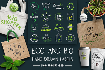 Eco and Bio Hand Drawn labels