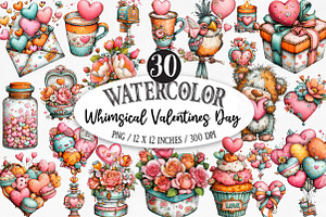 Whimsical Valentines Day Clipart, an Illustration by Designking