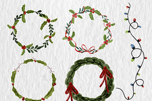 Watercolor Christmass Wreath clipart