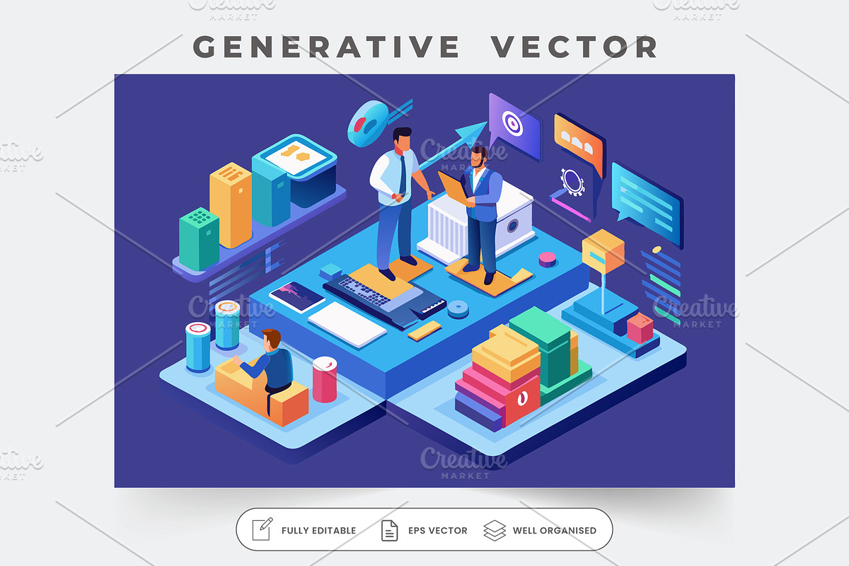 Two people present to investors usin, a Graphic by SouravDesign