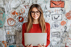 Smiling Freelancer in Front of Doodl, a Photo by Pavel_design