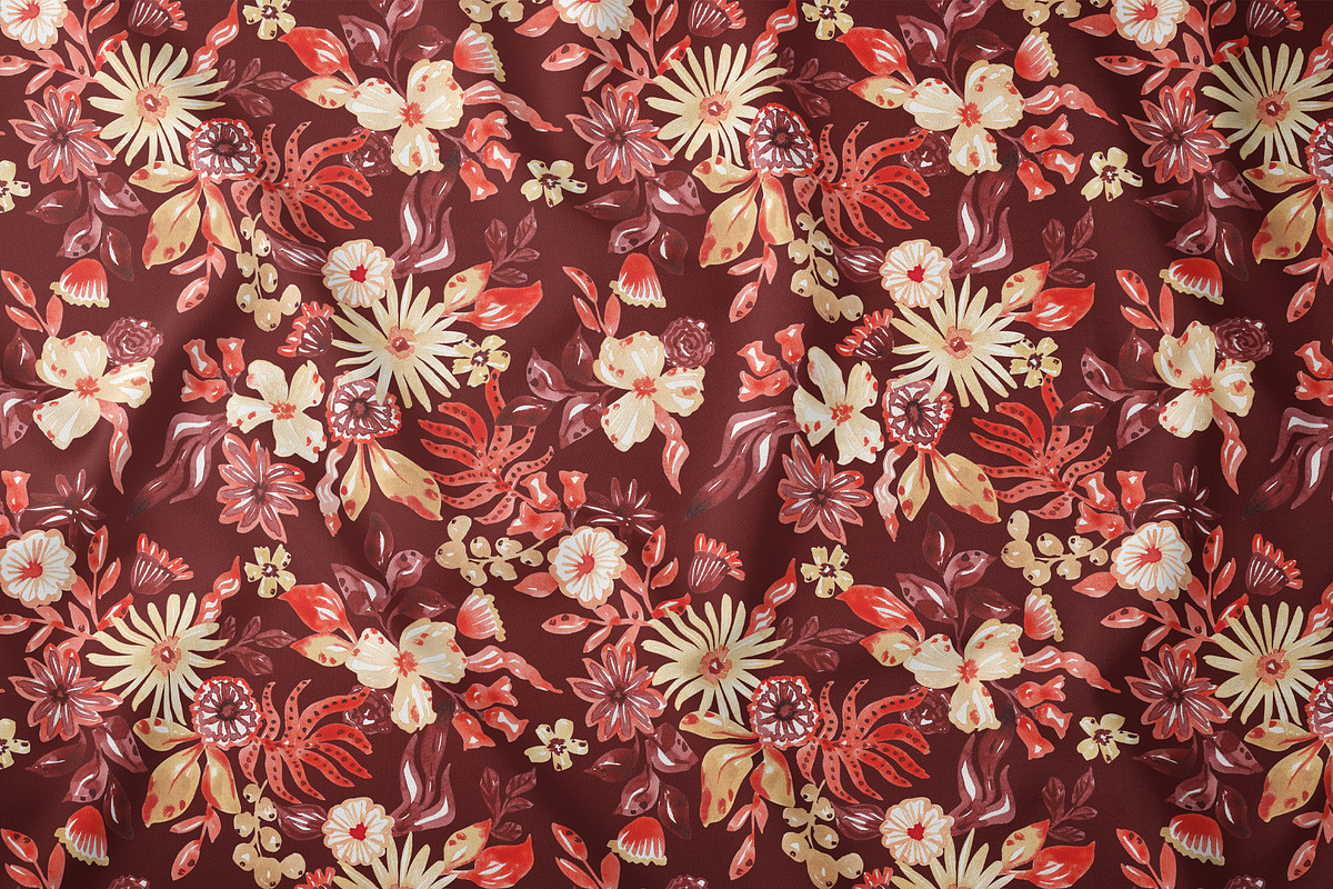 Watercolor Autumn Floral Pattern, a Pattern Graphic by SirenaArt (Photo 7 of 12)