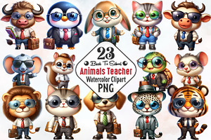 Back to school animals teacher PNG, an Animal Illustration by RobertsArt
