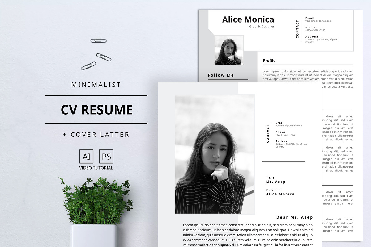 Minimalist CV Resume, a Resume Template by Al-Ghaniy (Photo 1 of 4)