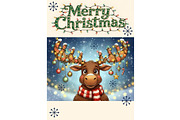 Moose Christmas Card, an Animal Illustration by Sharon Schwalbe (Thumbnail 1 of 3)