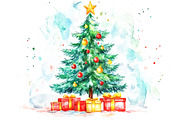 watercolor Christmas tree card, a Decorative Illustration by VetalStock (Thumbnail 1 of 3)