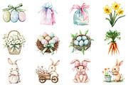 Watercolor Rustic Happy Easter Bunny, an Illustration by CitraGraphics (Thumbnail 2 of 5)